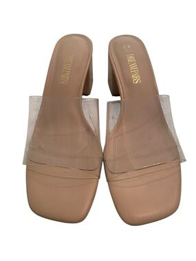 NWOB DREAM PARIS CLEAR & NUDE HEEL SIZE 8.5